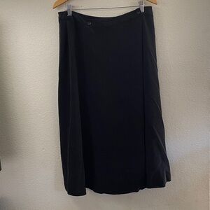 Jones New York 100% silk Black Midi A-Line wrap Skirt Classic career 16 18x34